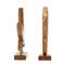 Set of 2 Brown Teak Wood Natural Sculpture 17&#x22;, 18&#x22;